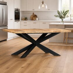 Dining Table 180x90x76cm Solid Rough Mango Wood Industrial Kitchen Furniture