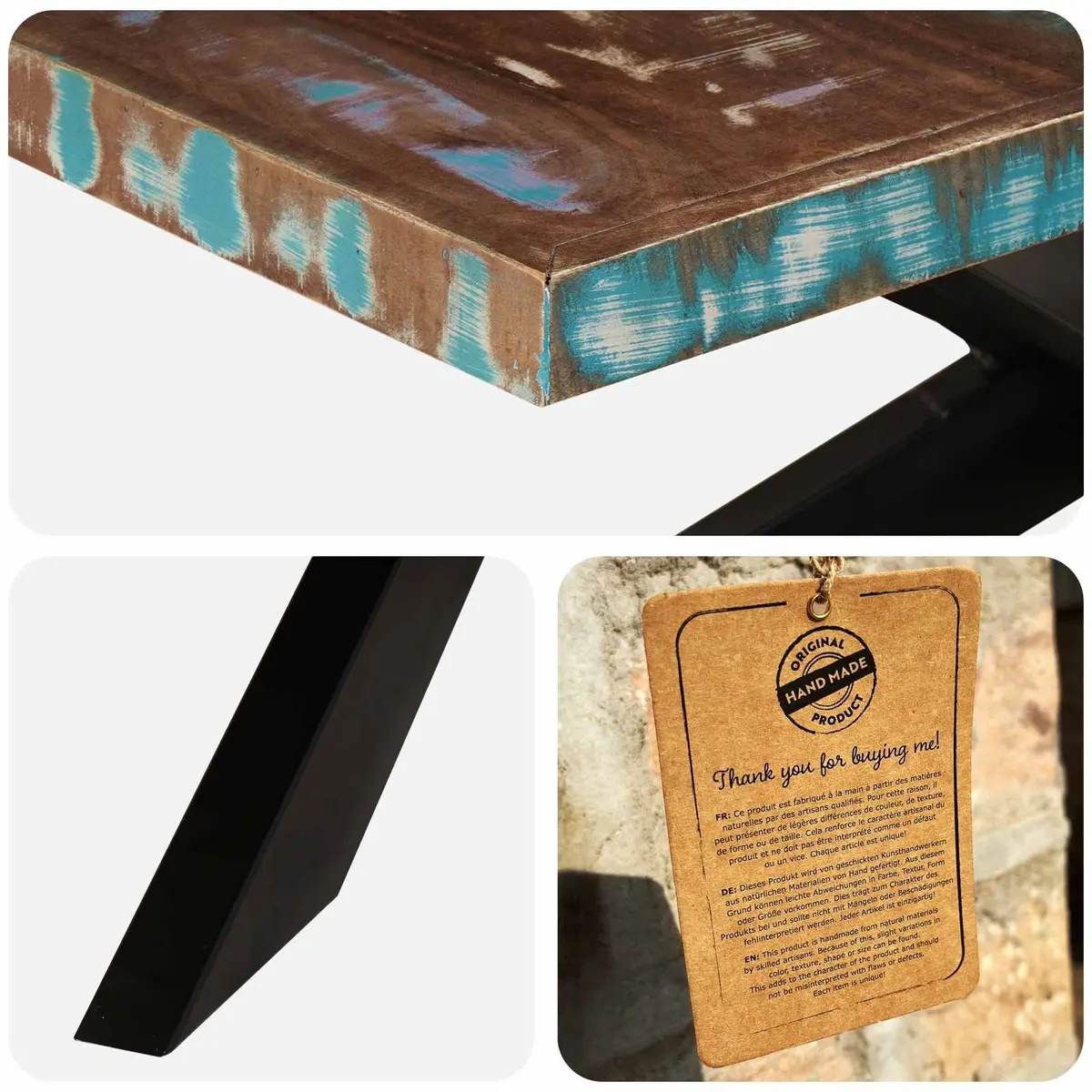 Solid Reclaimed Wood Dining Table 180x90x76 cm