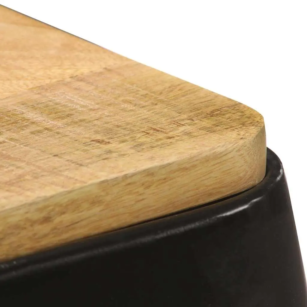 4-Piece Black Bar Stools Set in Solid Mango Wood