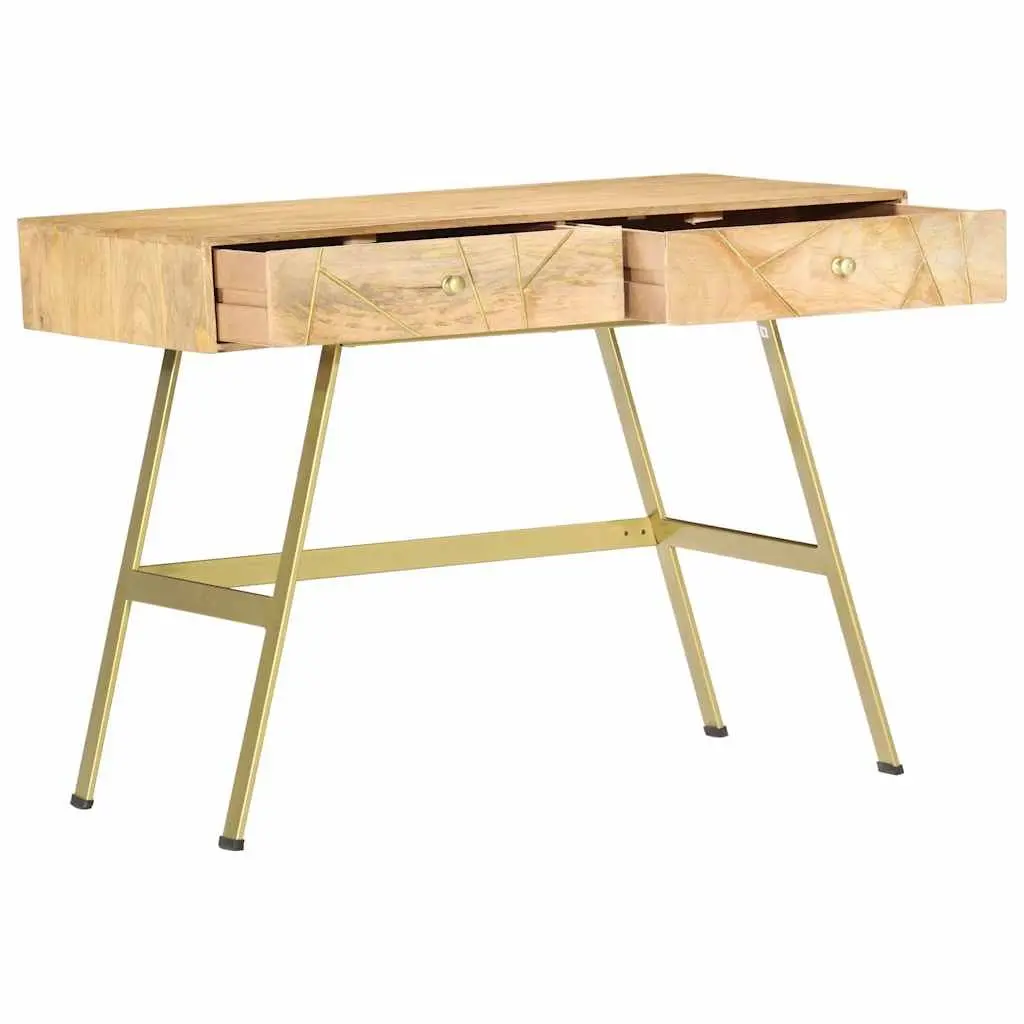 Writing Desk Solid Mango Wood 100x55x75cm Brown Industrial Office Table