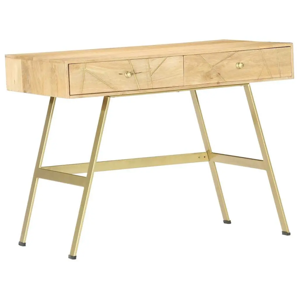 Writing Desk Solid Mango Wood 100x55x75cm Brown Industrial Office Table