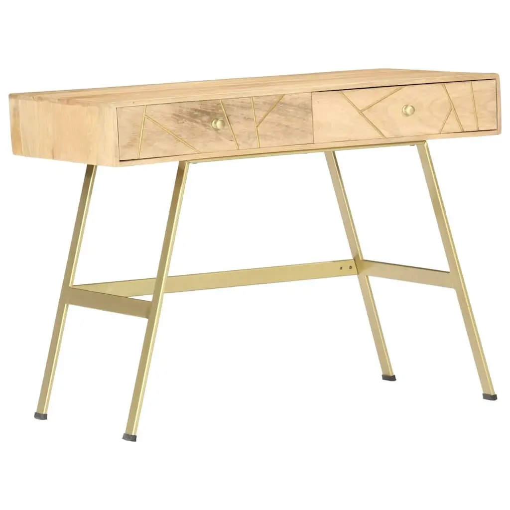 Writing Desk Solid Mango Wood 100x55x75cm Brown Industrial Office Table