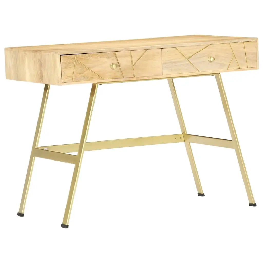 Writing Desk Solid Mango Wood 100x55x75cm Brown Industrial Office Table
