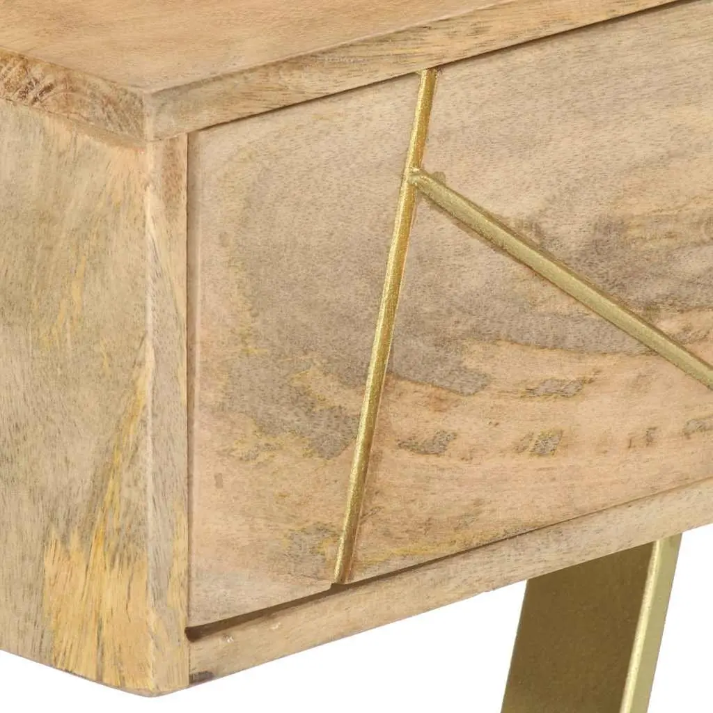 Writing Desk Solid Mango Wood 100x55x75cm Brown Industrial Office Table