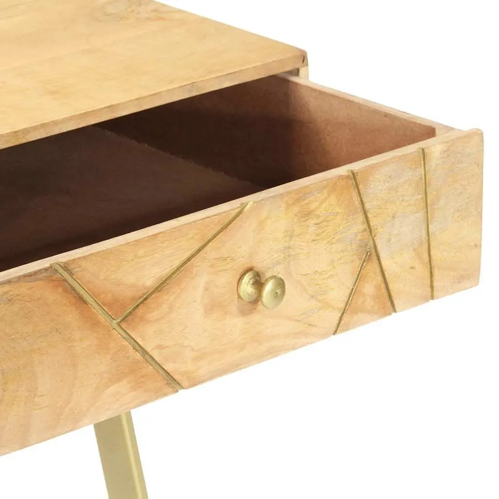 Writing Desk Solid Mango Wood 100x55x75cm Brown Industrial Office Table