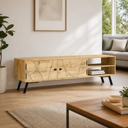 Exceptional Solid Mango Wood TV Cabinet 140x30x40 cm