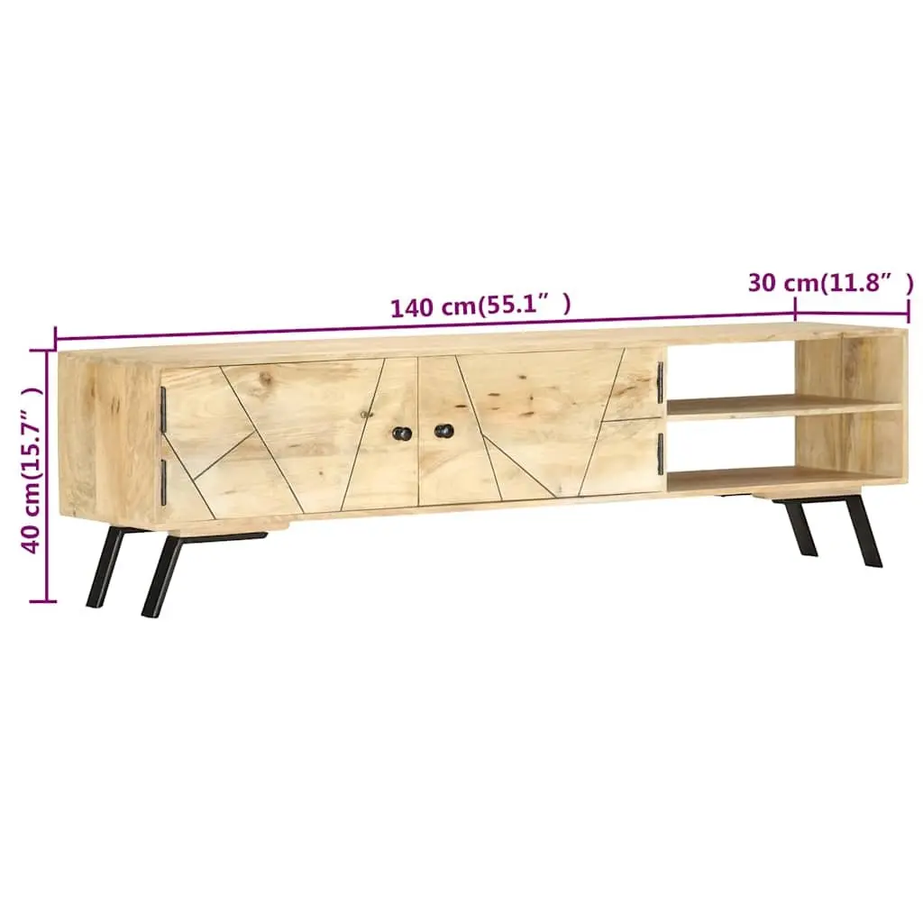 Solid Mango Wood TV Cabinet 140x30x40 cm Brown Living Room Storage Unit