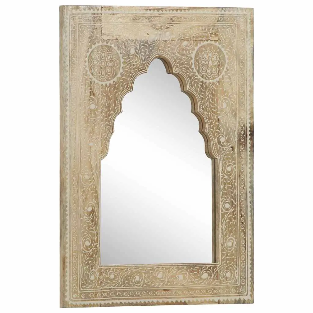 Wooden Mirror Solid Mango Wood 40x55 cm Brown Hand Painted Vintage Style