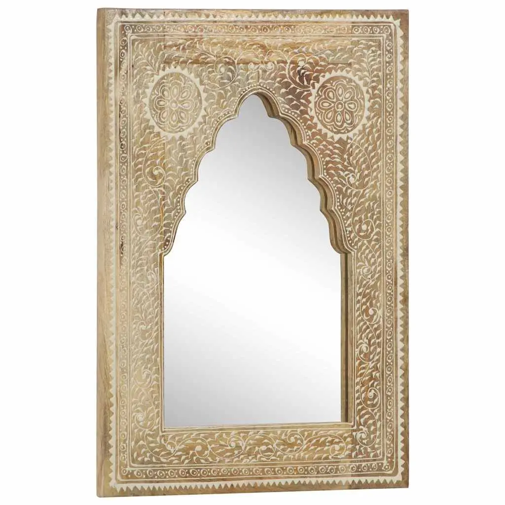 Wooden Mirror Solid Mango Wood 40x55 cm Brown Hand Painted Vintage Style