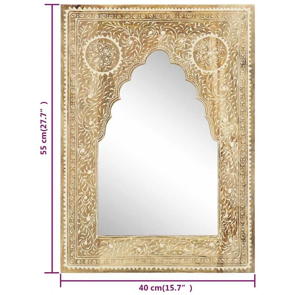 Wooden Mirror Solid Mango Wood 40x55 cm Brown Hand Painted Vintage Style