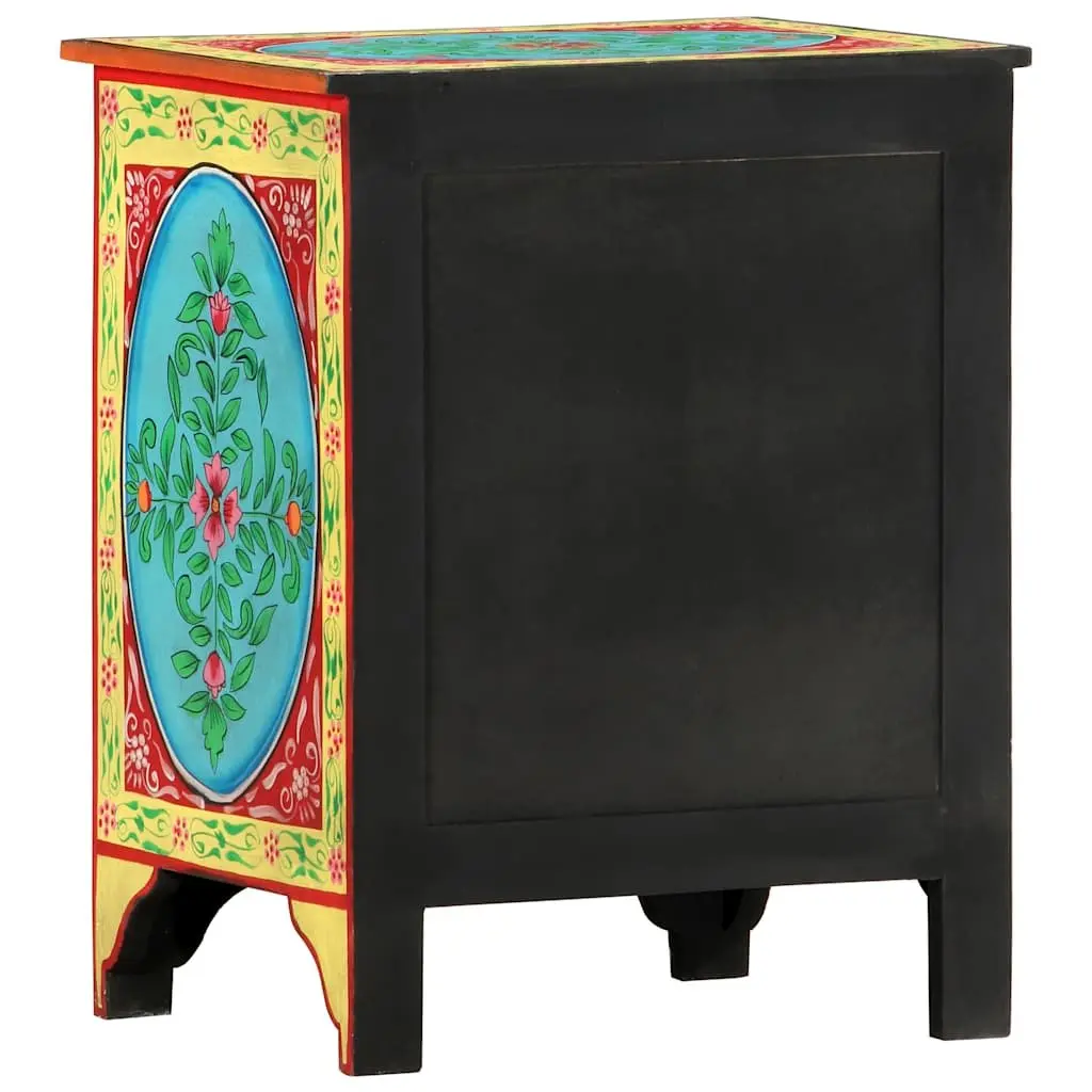 Bedside Cabinet Mango Wood 40x30x50cm Multicolour Hand Painted Nightstand