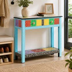 Unique Hand-Painted Console Table 80x35x75cm Mango Wood