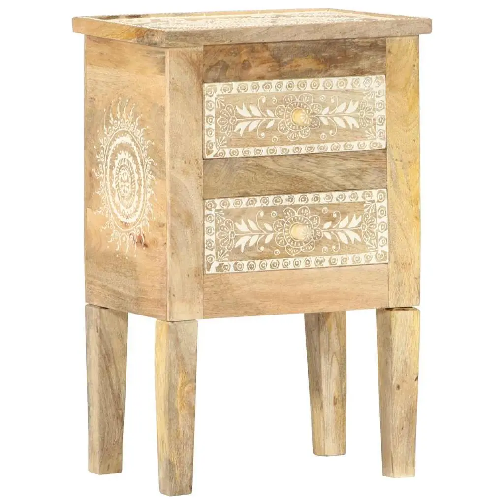Solid Mango Wood Nightstand 40x30x60cm Hand Painted