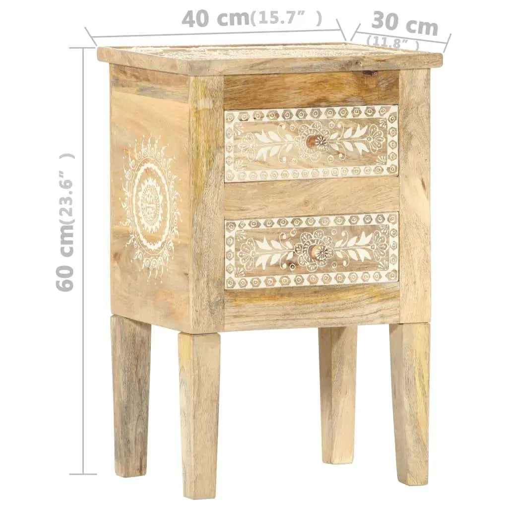 Solid Mango Wood Nightstand 40x30x60cm Hand Painted