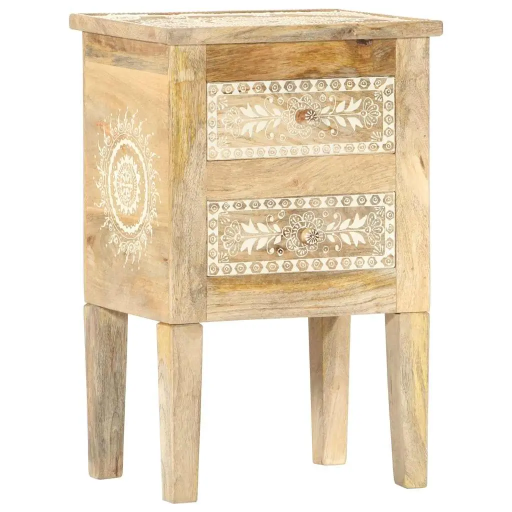 Solid Mango Wood Nightstand 40x30x60cm Hand Painted