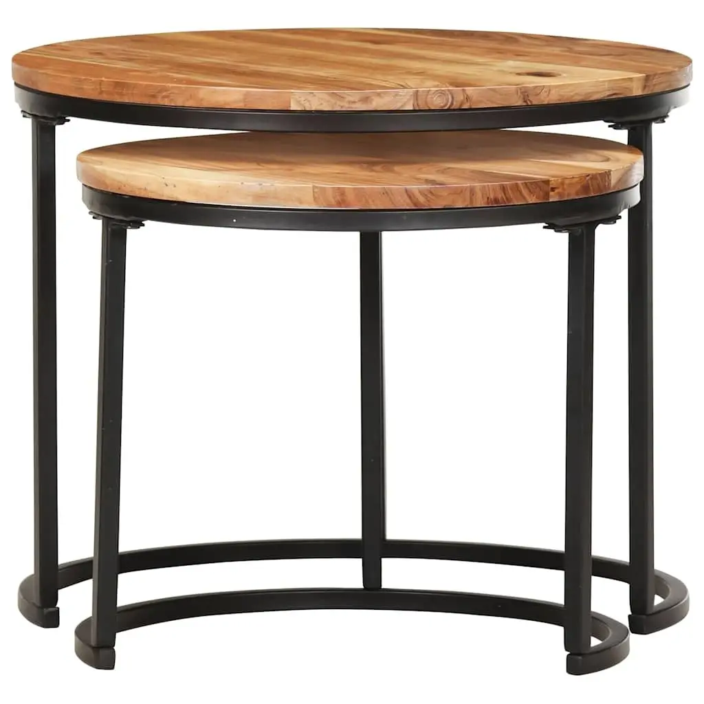 Nesting Tables Solid Wood Acacia Brown 2 pcs