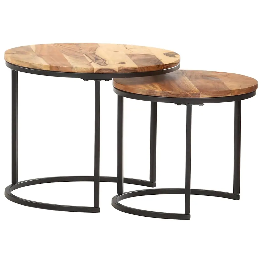 Nesting Tables Solid Wood Acacia Brown 2 pcs