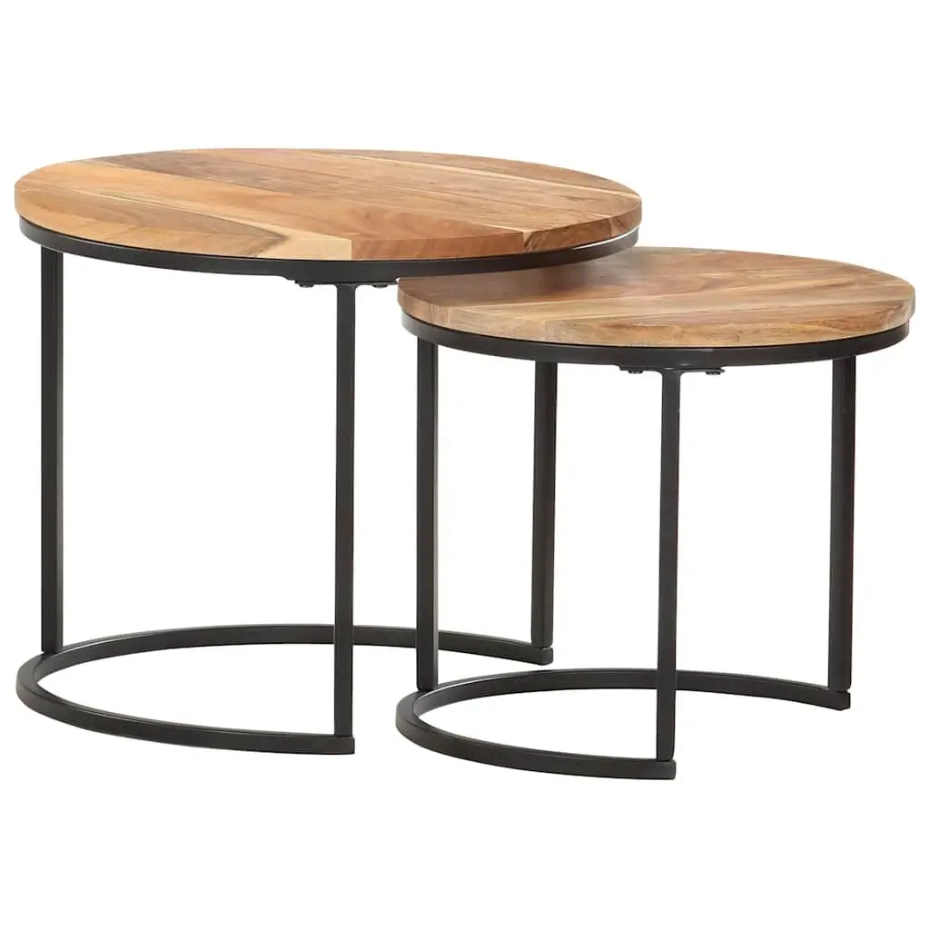 Nesting Tables Solid Wood Acacia Brown 2 pcs