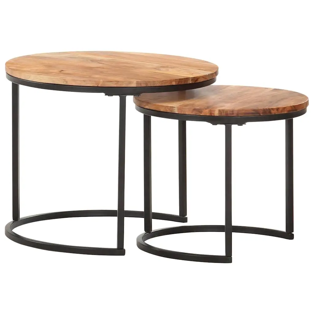 Nesting Tables Solid Wood Acacia Brown 2 pcs