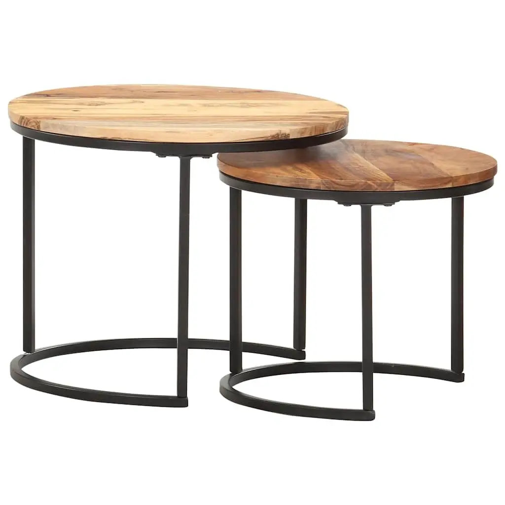 Nesting Tables Solid Wood Acacia Brown 2 pcs