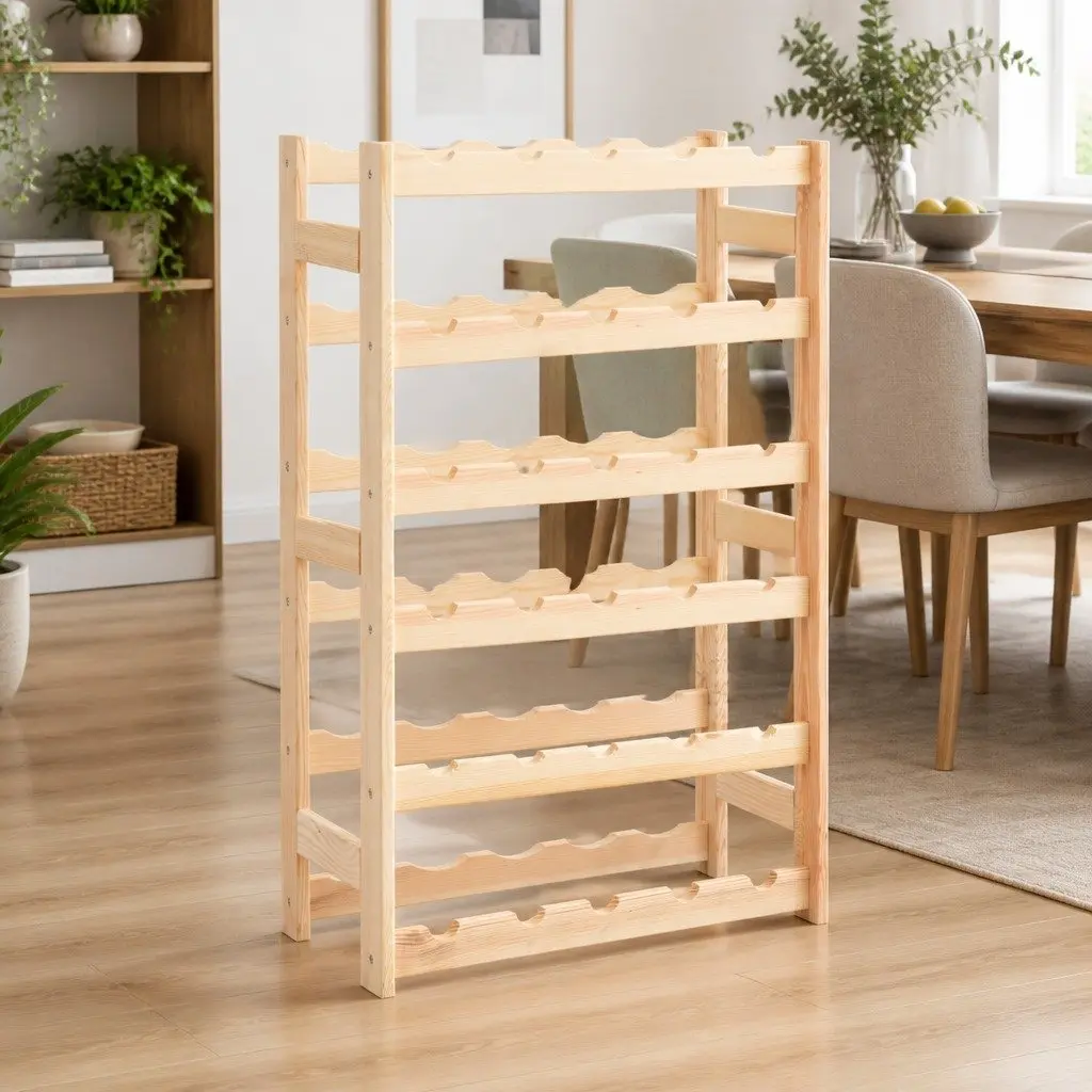 Solid Wood Wine Rack for 30 Bottles