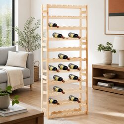 Solid Wood Wine Rack for 77 Bottles - Durable Storage Cabinet
