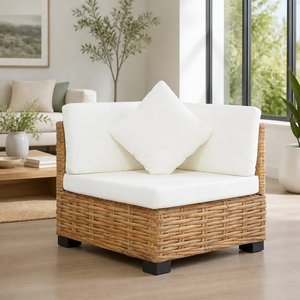 Corner Sofa Outdoor Natural Rattan Brown Garden Seating