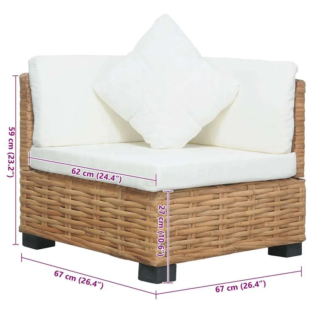 Corner Sofa Outdoor Natural Rattan Brown Garden Seating