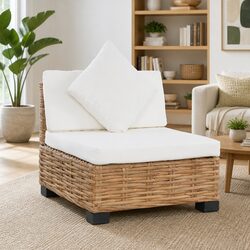 Sturdy Armless Outdoor Sectional Sofa in Brown Rattan