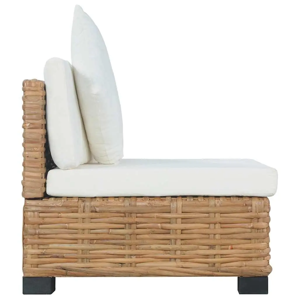 Armless Outdoor Sectional Sofa in Brown Rattan