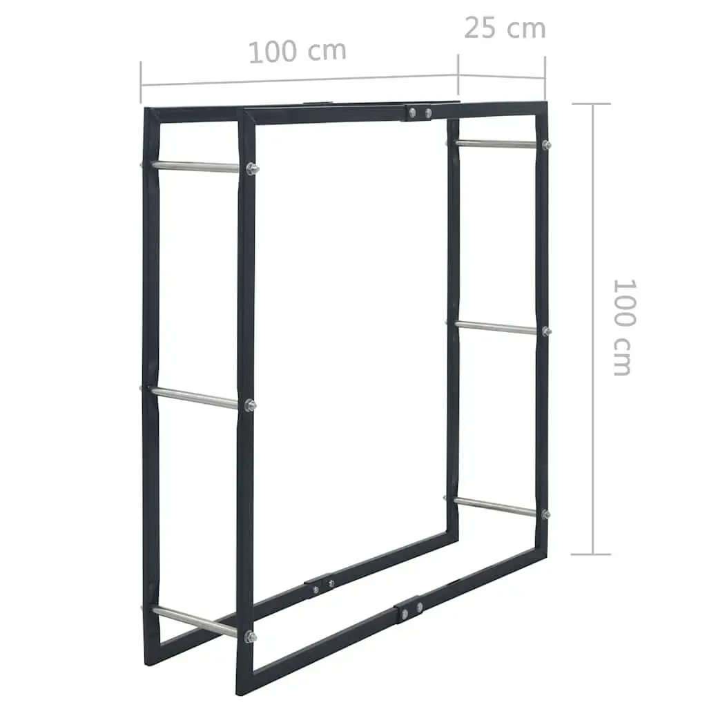 Firewood Rack Black Steel Log Storage Holder Fireplace Wood Stove Accessories