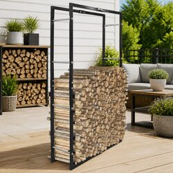 Heavy-Duty Black Steel Firewood Rack for Log Storage