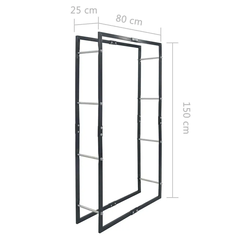 Firewood Rack Steel 80L x 25W x 150H cm Black