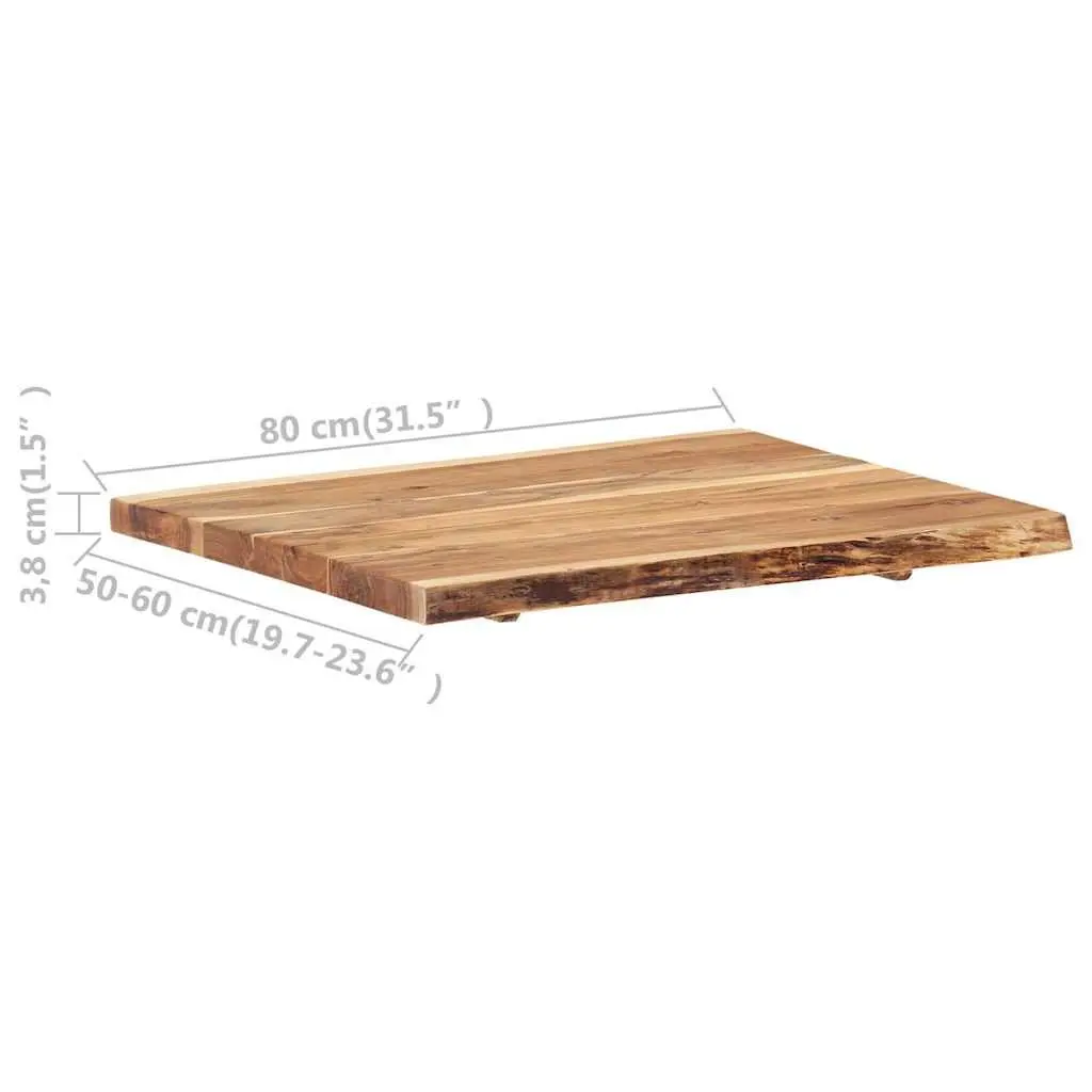Solid Acacia Wood Live Edge Table Top 80x50-60x3.8 cm