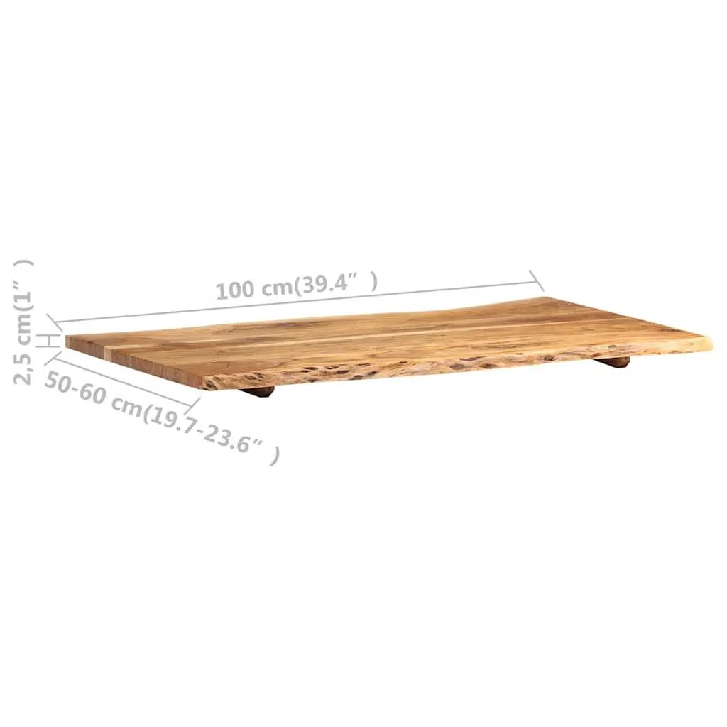 Live Edge Solid Acacia Wood Tabletop, Brown, 100x50-60 cm