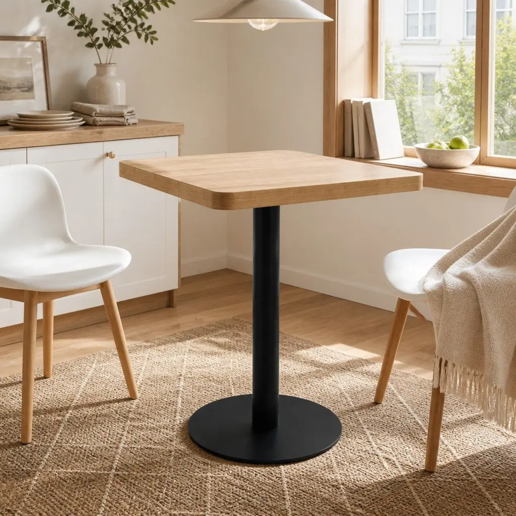 Light Brown Square Bistro Table 60x60cm for Dining