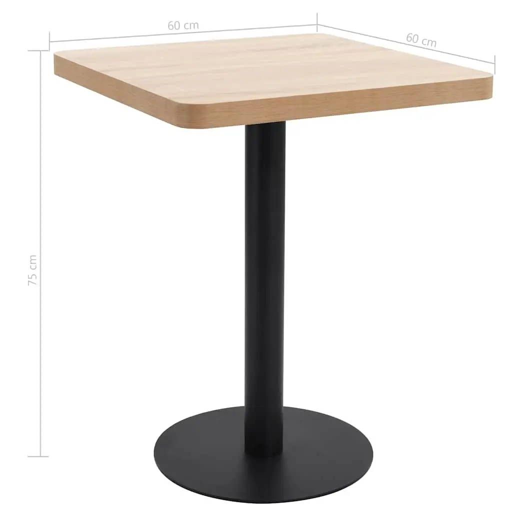Light Brown Square Bistro Table 60x60cm for Dining