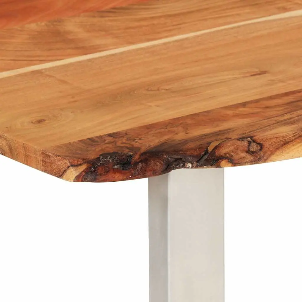 Dining Table Solid Acacia Wood 180x90x76cm Brown Steel Legs