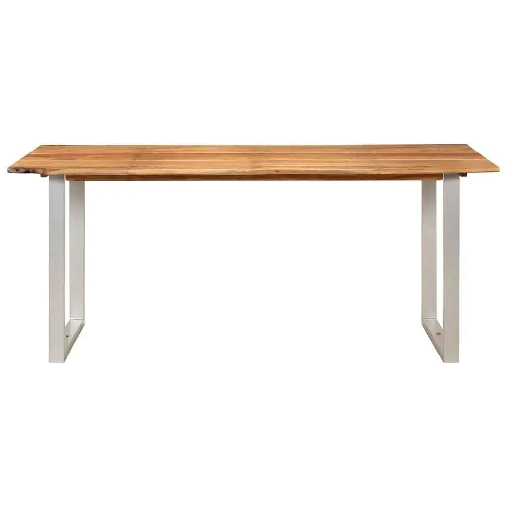 Dining Table Solid Acacia Wood 180x90x76cm Brown Steel Legs