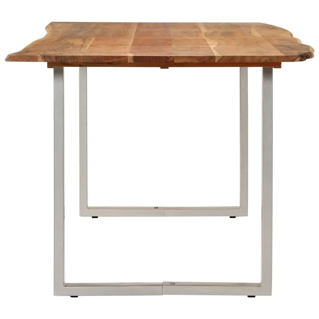 Dining Table Solid Acacia Wood 180x90x76cm Brown Steel Legs