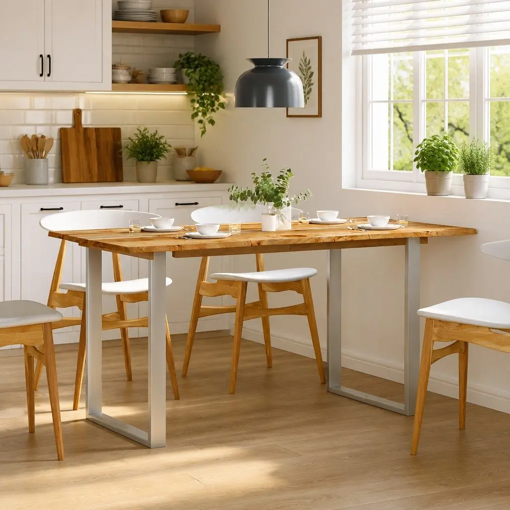 Dining Table Solid Acacia Wood 154x80x76cm Brown