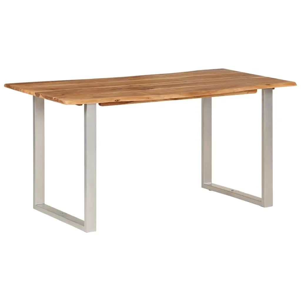 Dining Table Solid Acacia Wood 154x80x76cm Brown