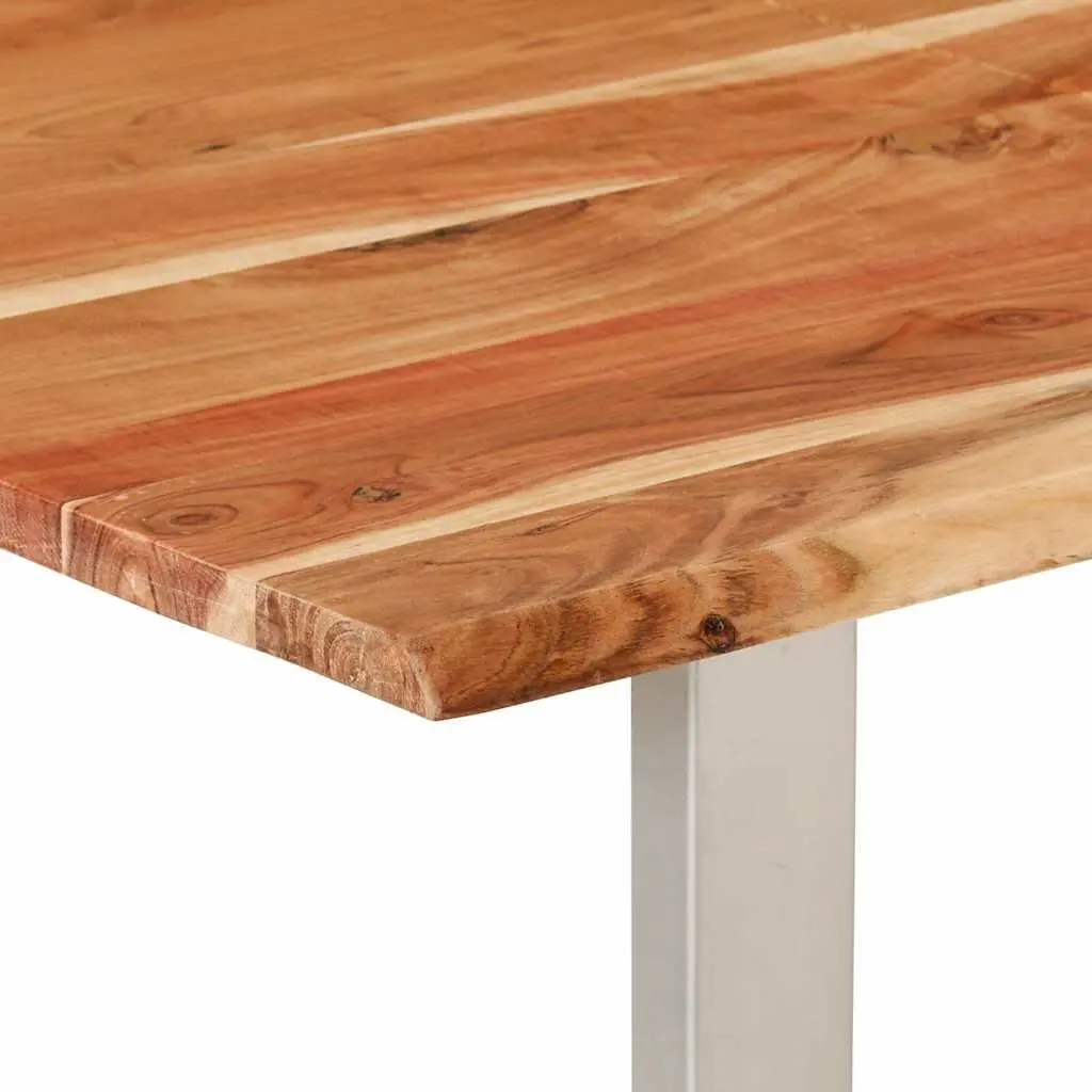 Dining Table Solid Acacia Wood 154x80x76cm Brown