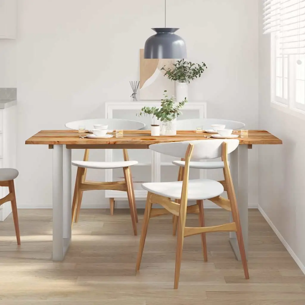Dining Table Solid Acacia Wood 154x80x76cm Brown
