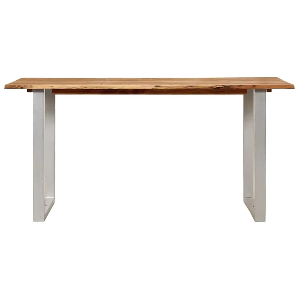 Dining Table Solid Acacia Wood 154x80x76cm Brown