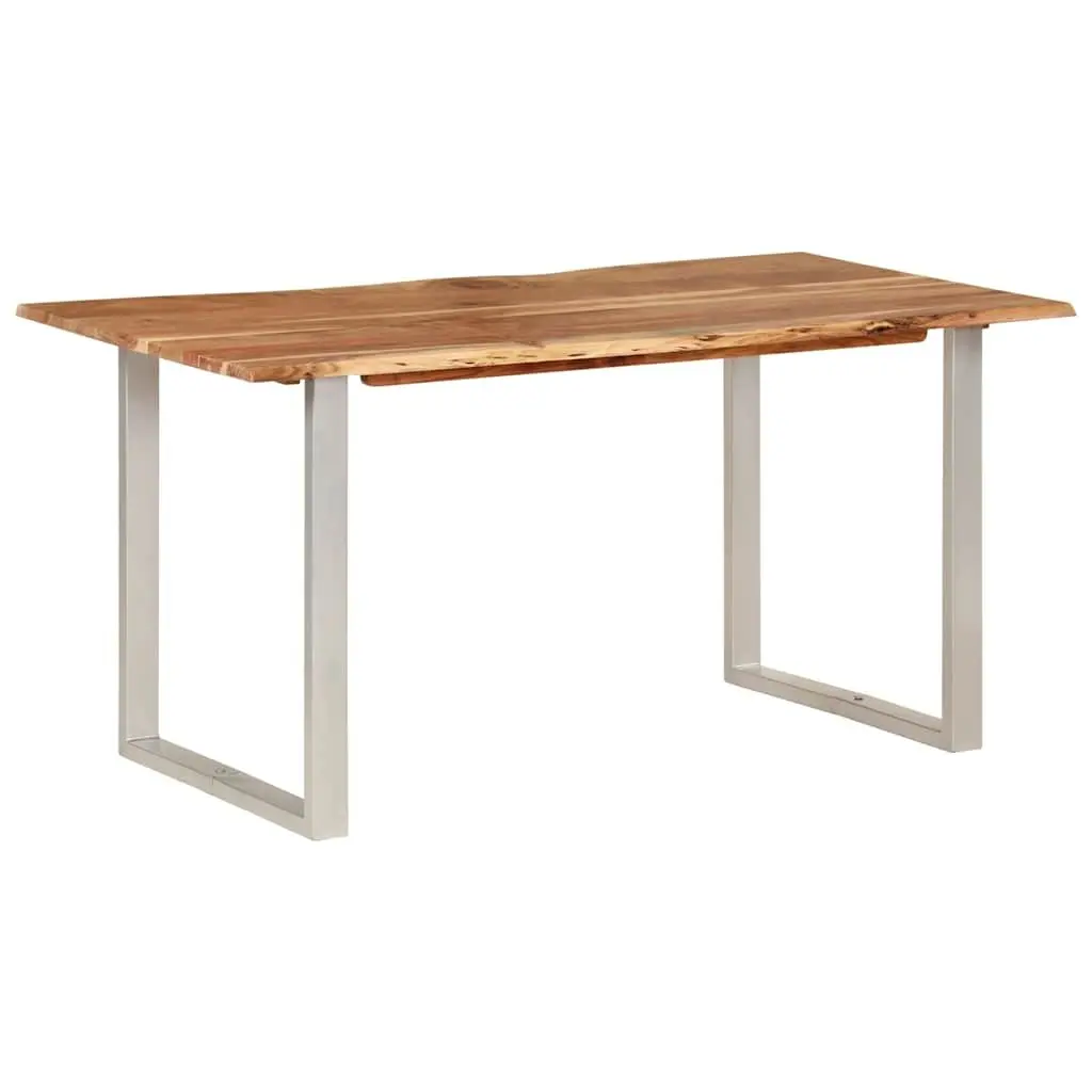 Dining Table Solid Acacia Wood 154x80x76cm Brown