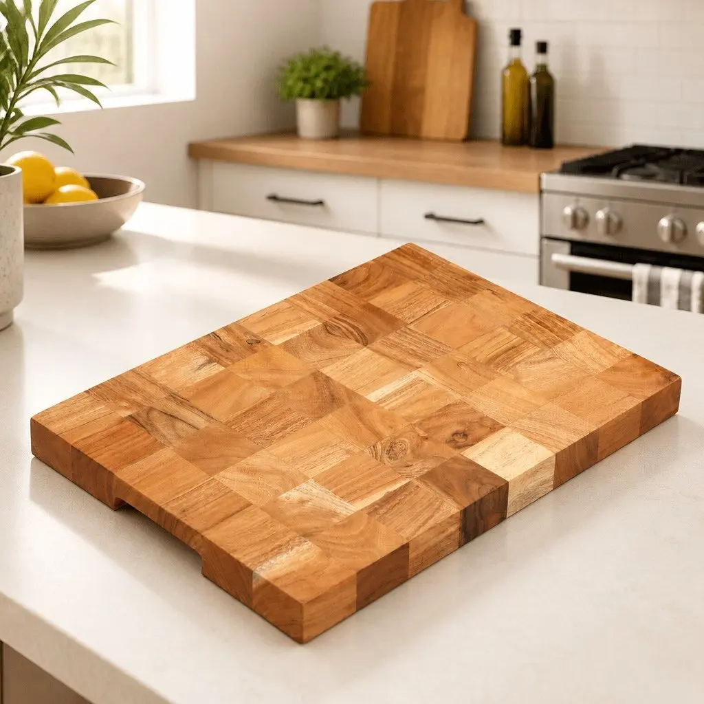 Solid Wood Chopping Board 40x30x3.8 cm with Finger Grip