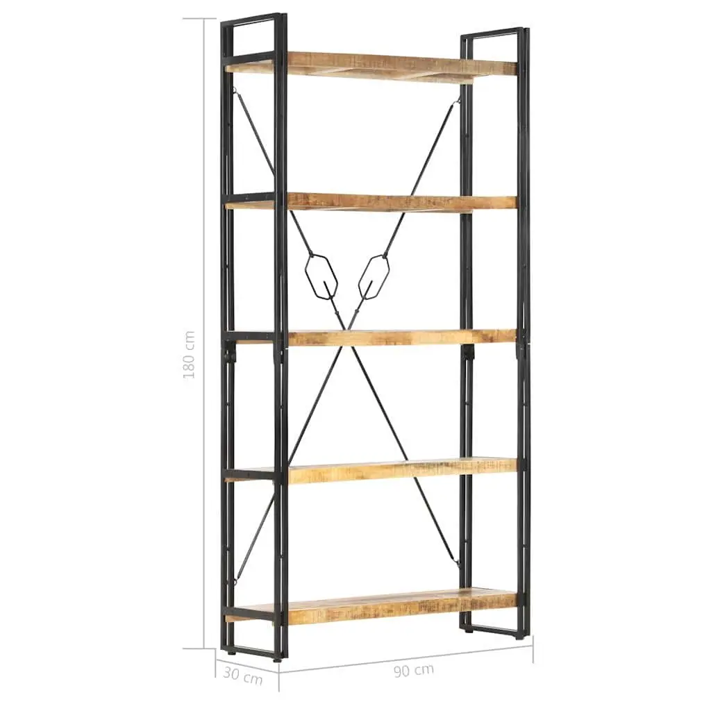 5-Tier Bookcase 90x30x180 cm in Solid Mango Wood