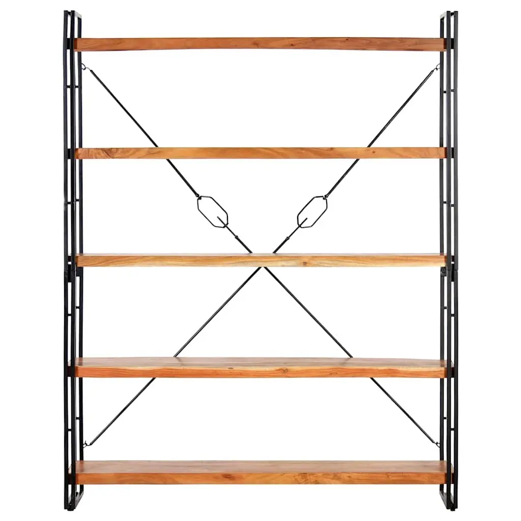 5-Tier Bookcase with Solid Acacia Wood