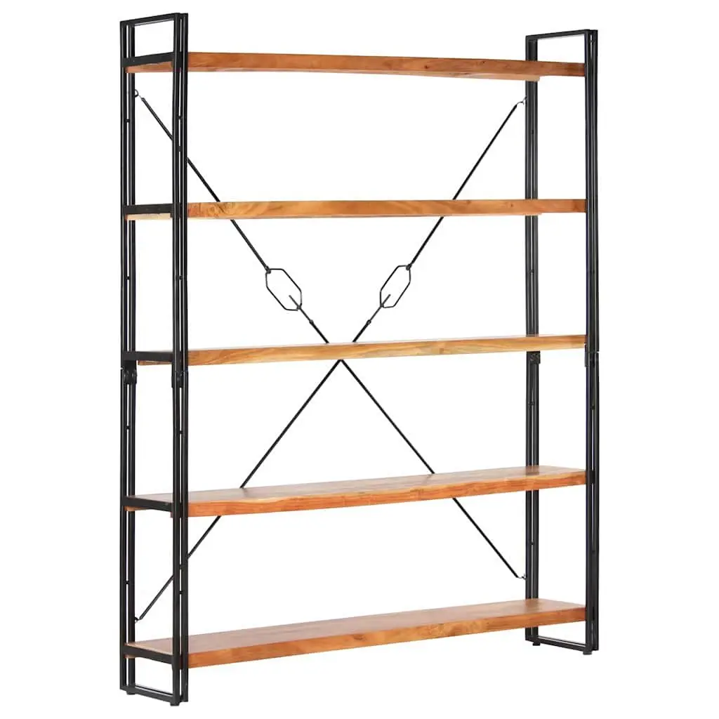 5-Tier Bookcase with Solid Acacia Wood